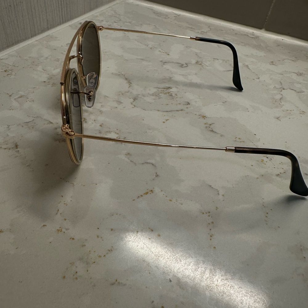 Ray-Ban Gold and Brown Round Double Bridge Polarized Sunglasses - Picture 5 of 11